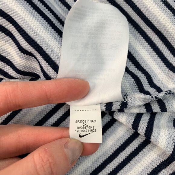 Nike Shirt Men 2XL XXL Gray Navy Striped Dry Victory Polo Flat Seam Knit Dri Fit - Picture 8 of 12